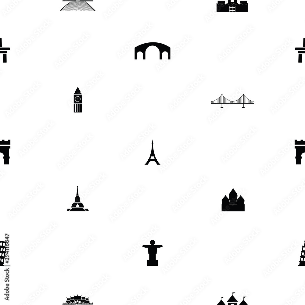 Obraz premium world landmarks seamless pattern background icon.