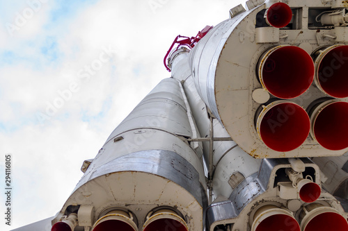 Soviet space rocket at launch pad