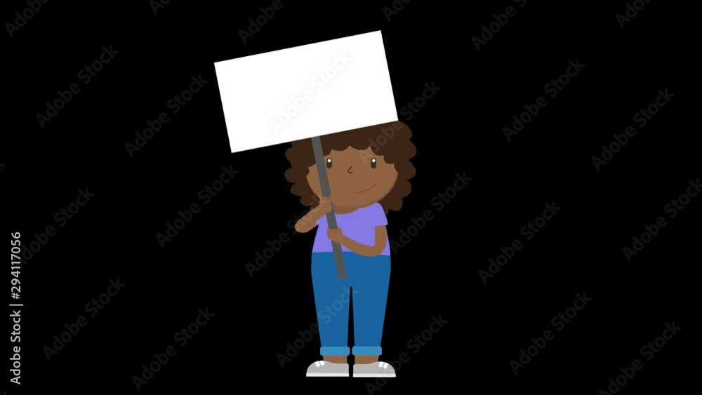 2D Cartoon, Girl Character Animations,holding sign loop with Alpha Channel 2D Cartoon, Girl Character Animations,holding sign loop with Alpha Channel