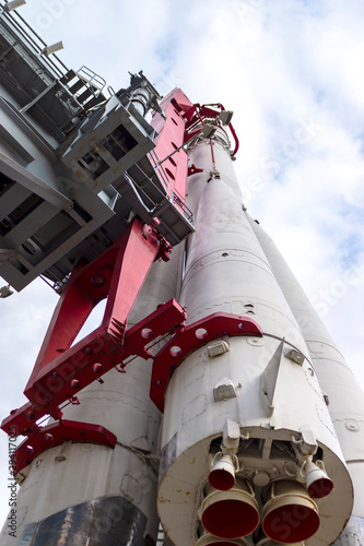 Soviet space rocket at launch pad