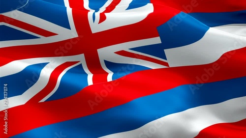 Hawaii waving flag. National 3d United States flag waving. U.S. Hawaii seamless loop animation. American US State flag HD resolution Background. ‎Honolulu Hawaii flag closeup 1080p Full HD video for p photo