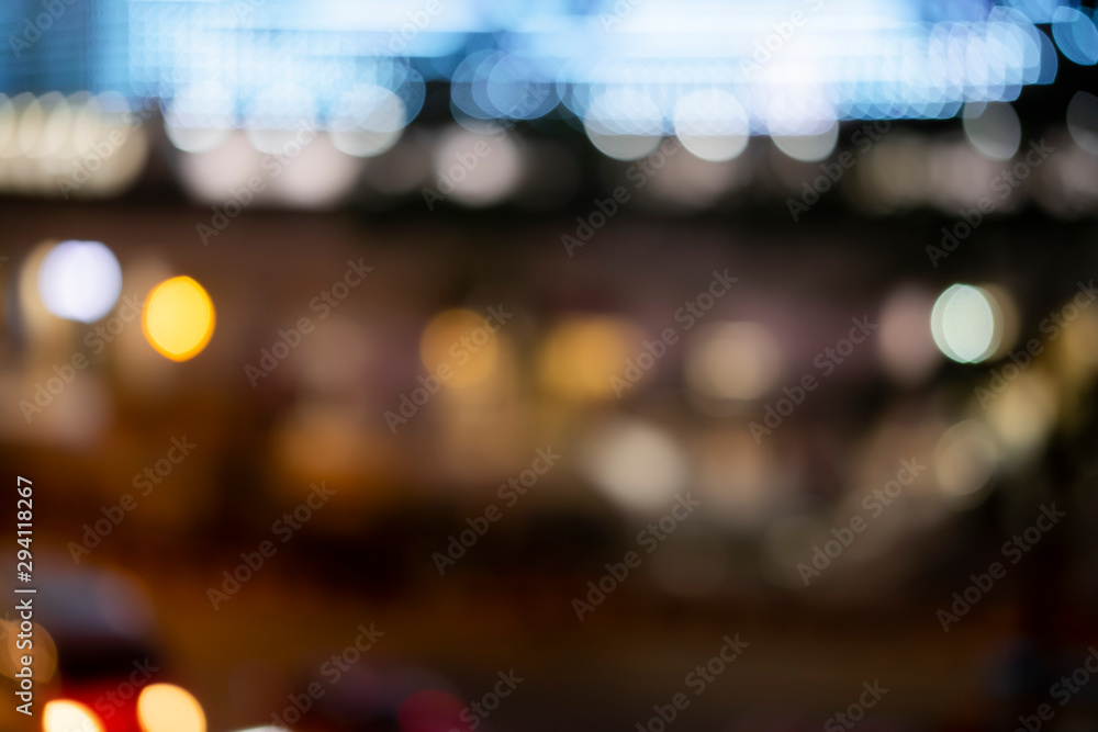 Blur bokeh background of city night light with vintage effect color