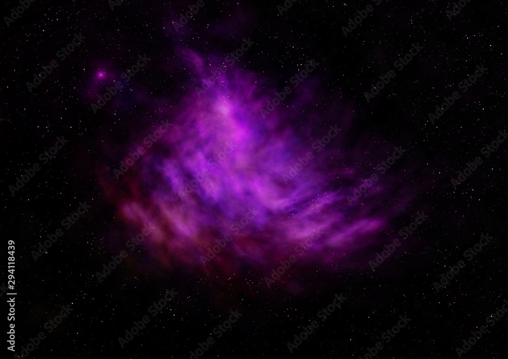 Star field in space and a nebulae. 3D rendering Star field in space and a nebulae. 3D rendering