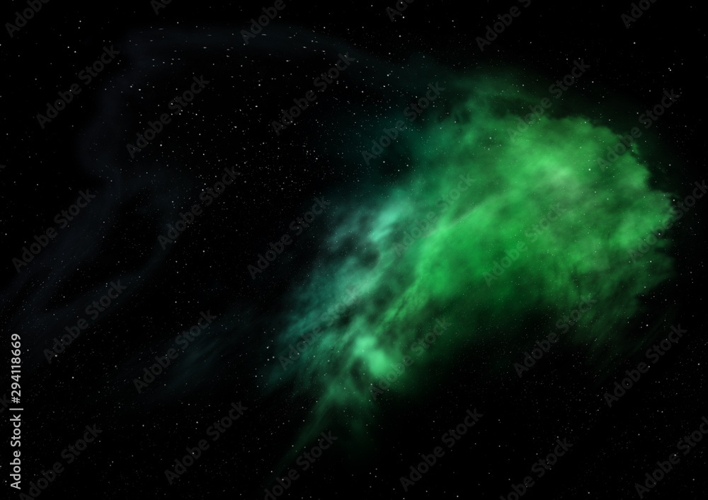 Far being shone nebula and star field. 3D rendering