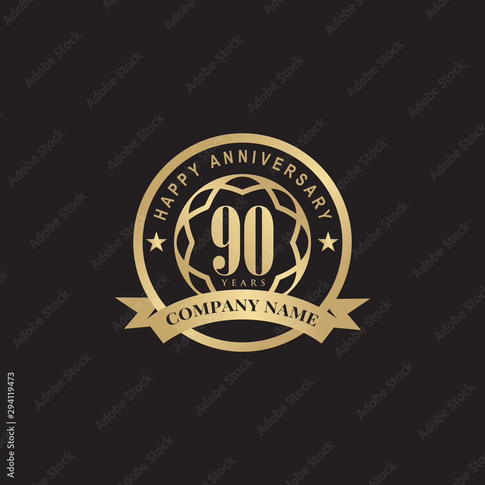 90th years celebrating anniversary icon logo design vector template