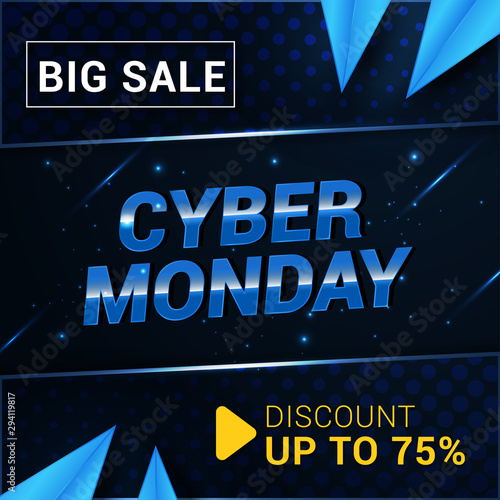 big sale blue background for cyber monday