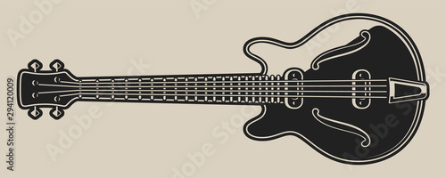 Black and white illustration of electric guitar
