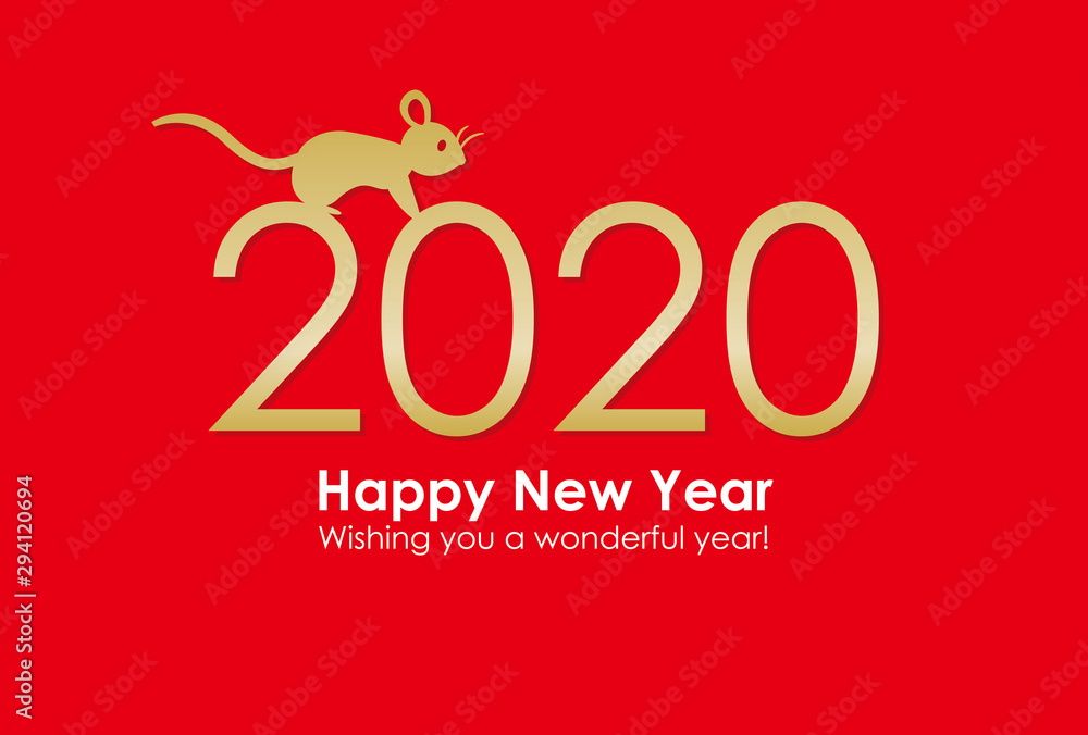 Silhouette Of Rat & 2020 With Red Background