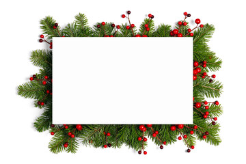 Christmas frame of tree branches
