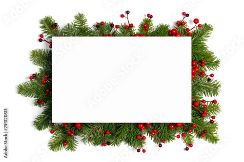 Christmas frame of tree branches