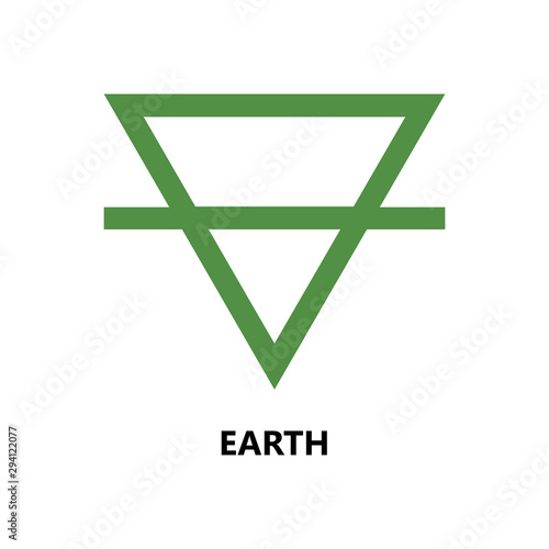 Symbol of nature element, icon. Earth. Colored triangular sign. Vector illustration on white background.