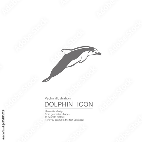 Vector drawn dolphin. Isolated on white background.