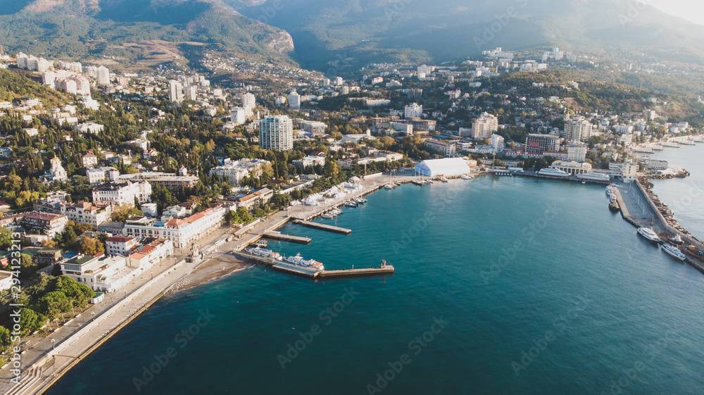 embankment in yalta panorama sunrise
