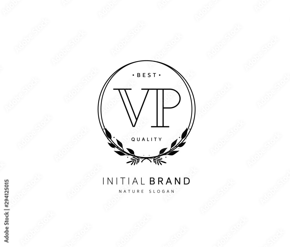 Vettoriale Stock V P VP Beauty vector initial logo, handwriting logo of  initial signature, wedding, fashion, jewerly, boutique, floral and  botanical with creative template for any company or business. | Adobe Stock