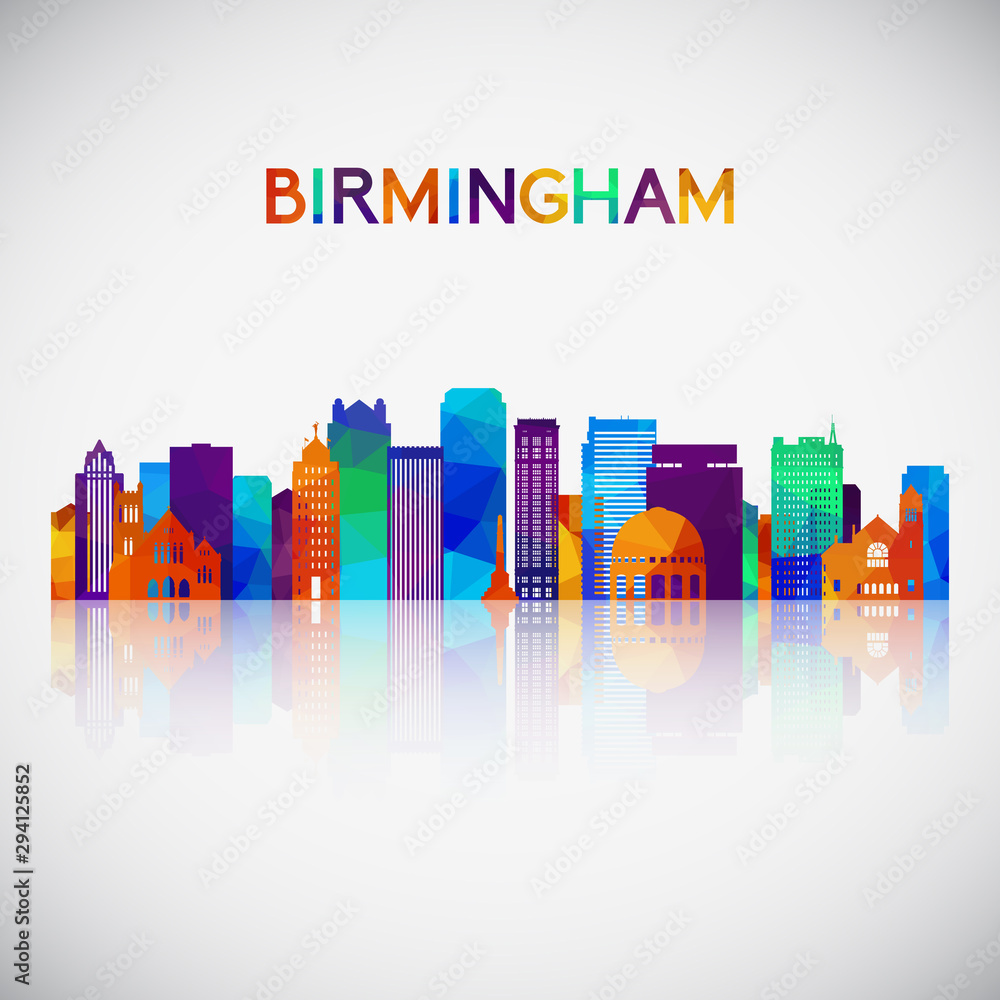 Birmingham, Alabama USA skyline silhouette in colorful geometric style. Symbol for your design. Vector illustration.
