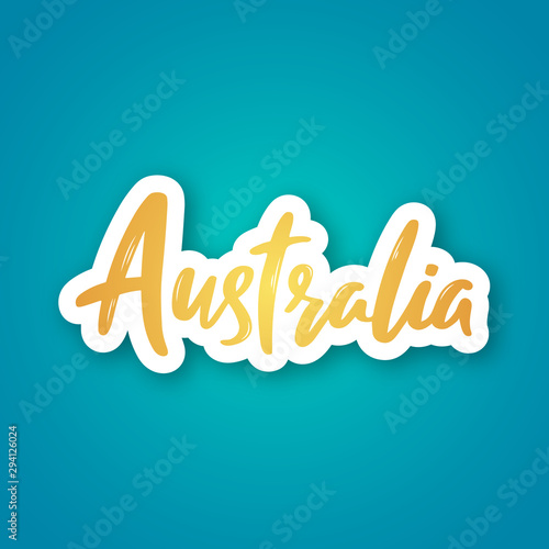 Australia paper cut banner. Vector Australia lettering. Handwritten country name. photo