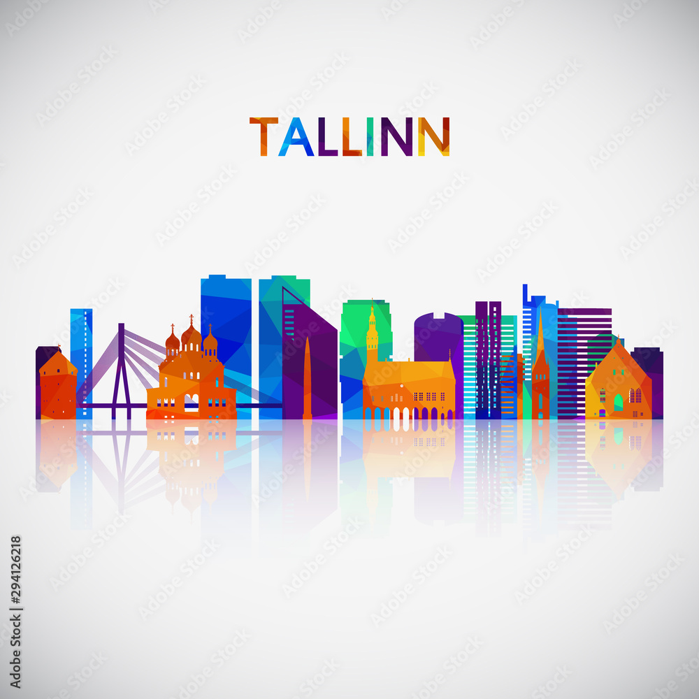Tallinn skyline silhouette in colorful geometric style. Symbol for your design. Vector illustration.