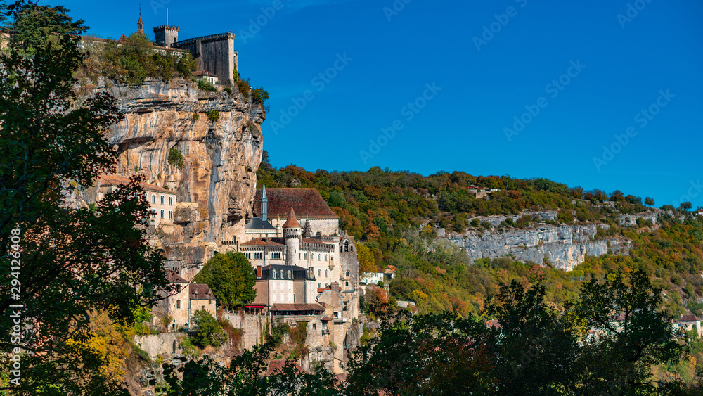 Rocamadour in the Lot department of southwest France. Its Sanctuary of the Blessed Virgin Mary, has for centuries attracted pilgrims from many countries.