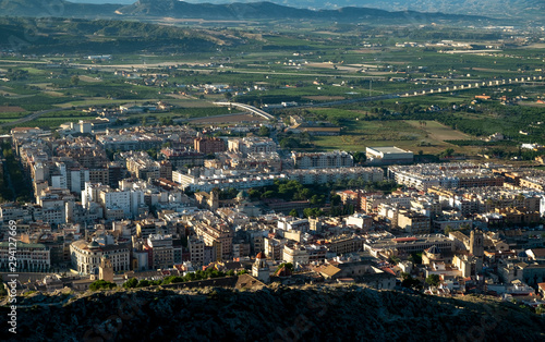 Aerial view of Orihuela town under the San Miguel mountain. Orihuela, Alicante province, Spain © Amaiquez
