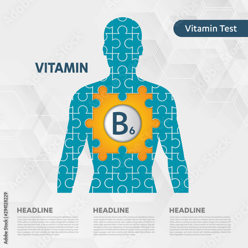 Vitamin B6 sun icon collection set, Puzzle human man body cholecalciferol. golden drop Vitamin complex drop. Medical for heath Vector illustration