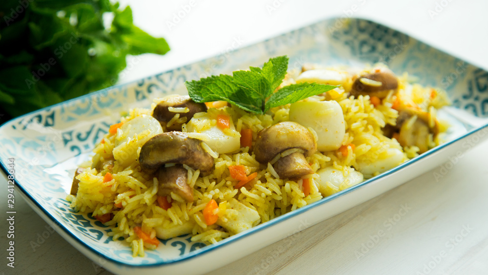 Vegetables and seafood risotto Vegetables and seafood risotto
