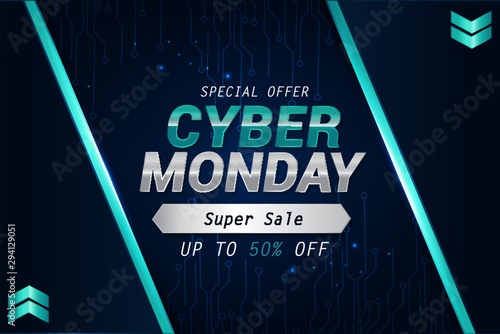 cyber monday sale techno modern poster background vector