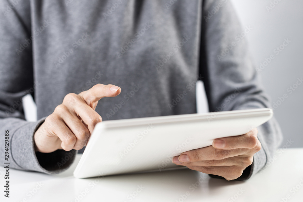 Businesswoman using tablet computer for news read Businesswoman using tablet computer for news read