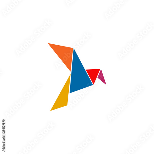 Fototapeta Naklejka Na Ścianę i Meble -  Origami style of bird logo design vector template