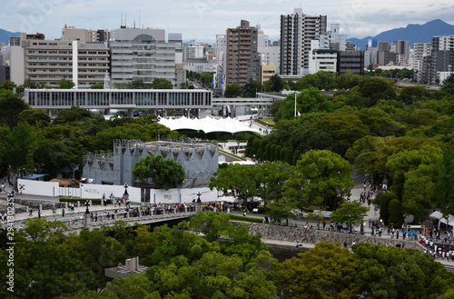 広島平和記念公園の俯瞰（広島平和記念式典、2019年8月6日撮影）