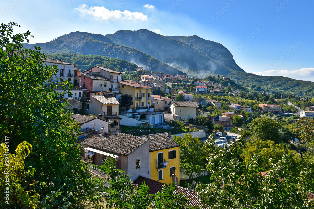Obraz premium Panoramic view of a village in the mountains of southern Italy