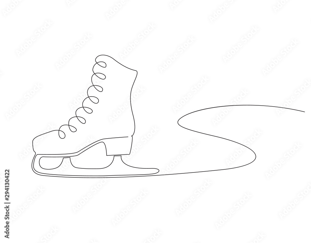 vector monochrome one line illustration with a skate. vector monochrome one line illustration with a skate.