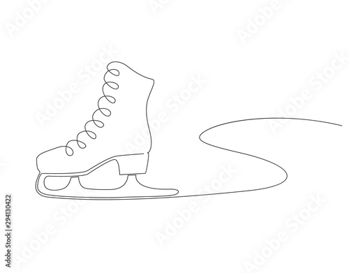 vector monochrome one line illustration with a skate.