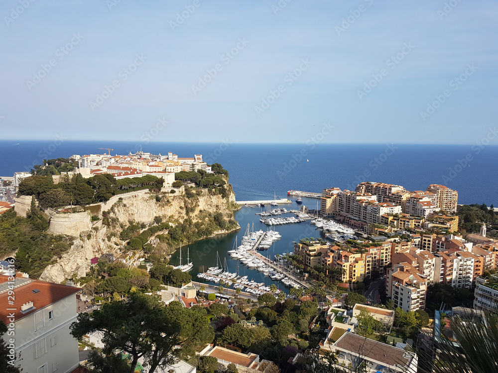 Ocean view cityscape Monaco Europe blue sky clouds
