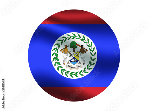 Belize Waving national flag with inside sticker round circke isolated on white background. original colors and proportion. Vector illustration, from countries flag set photo