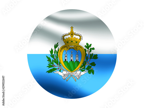 San Marino  Waving national flag with inside sticker round circke isolated on white background. original colors and proportion. Vector illustration, from countries flag set photo