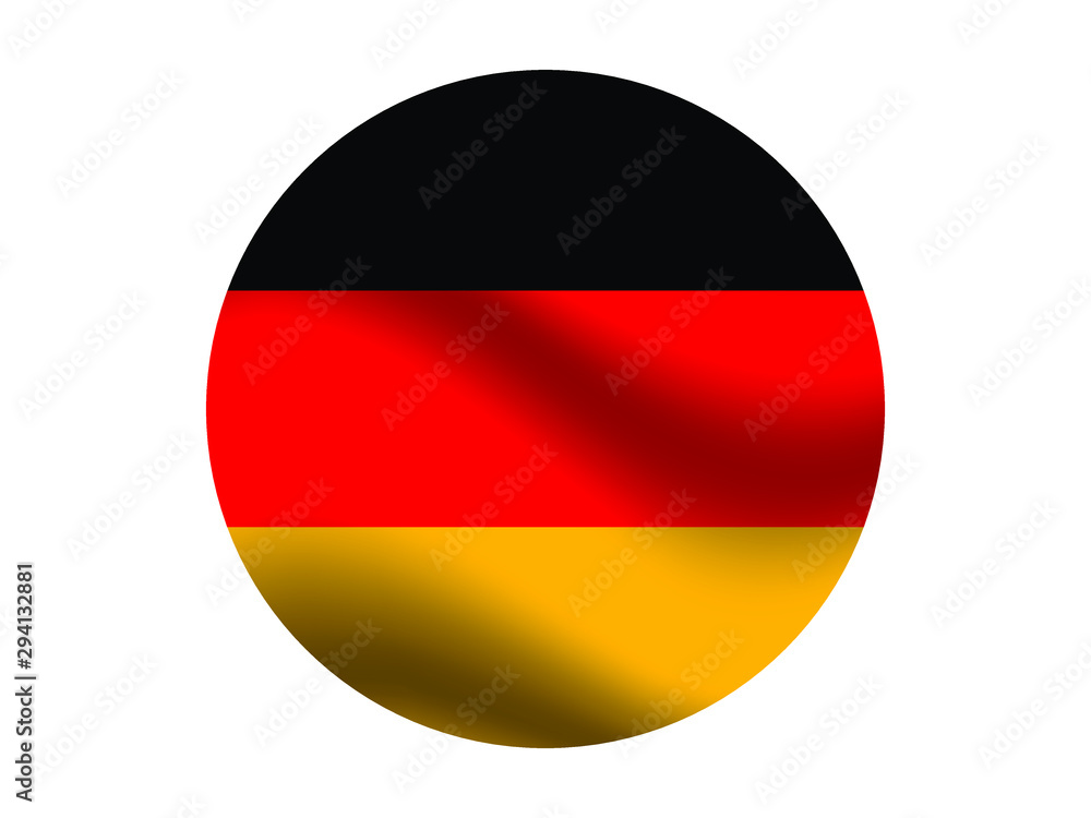 Germany Waving national flag with inside sticker round circke isolated on white background. original colors and proportion. Vector illustration, from countries flag set Germany Waving national flag with inside sticker round circke isolated on white background. original colors and proportion. Vector illustration, from countries flag set