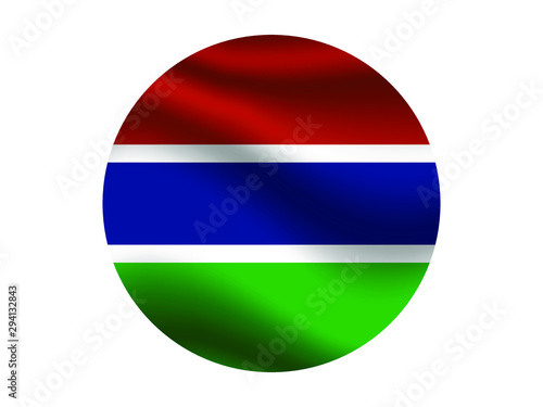 Gambia Waving national flag with inside sticker round circke isolated on white background. original colors and proportion. Vector illustration, from countries flag set