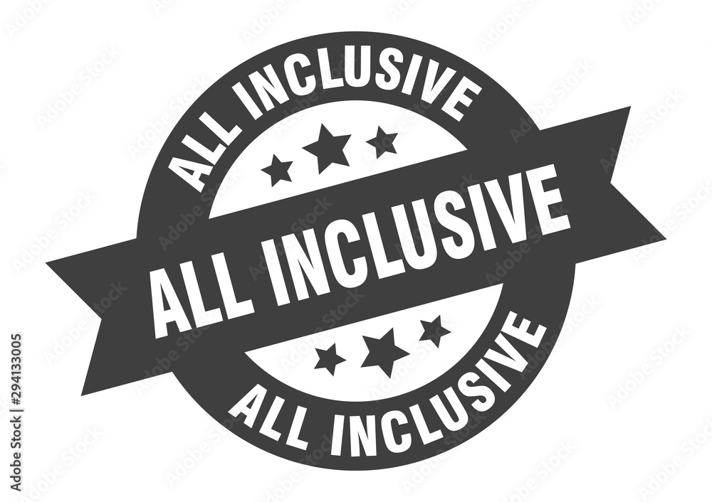 all inclusive sign. all inclusive black round ribbon sticker