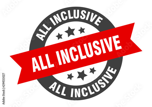 all inclusive sign. all inclusive black-red round ribbon sticker