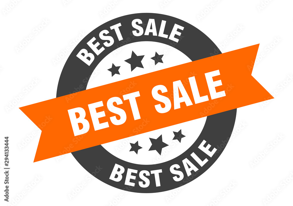 Obraz premium best sale sign. best sale orange-black round ribbon sticker