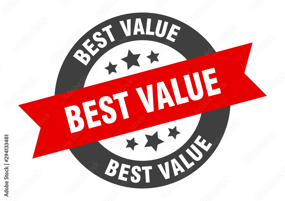 Fototapeta premium best value sign. best value black-red round ribbon sticker