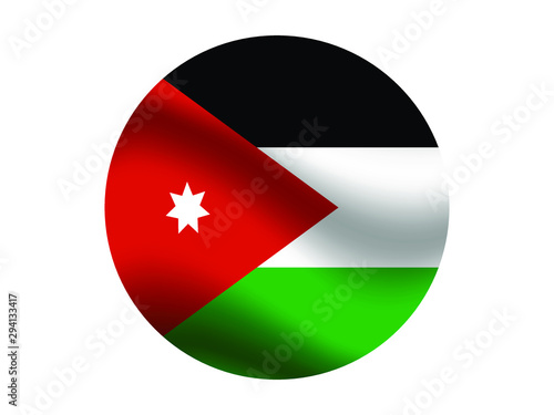 Jordan Waving national flag with inside sticker round circke isolated on white background. original colors and proportion. Vector illustration, from countries flag set Free Download Jordan Waving national flag with inside sticker round circke isolated on white background. original colors and proportion. Vector illustration, from countries flag set - GFXLoad