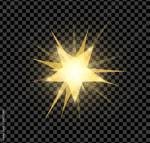 Bright glowing and shining star flares effect isolated on transparent  background. Vector illustration