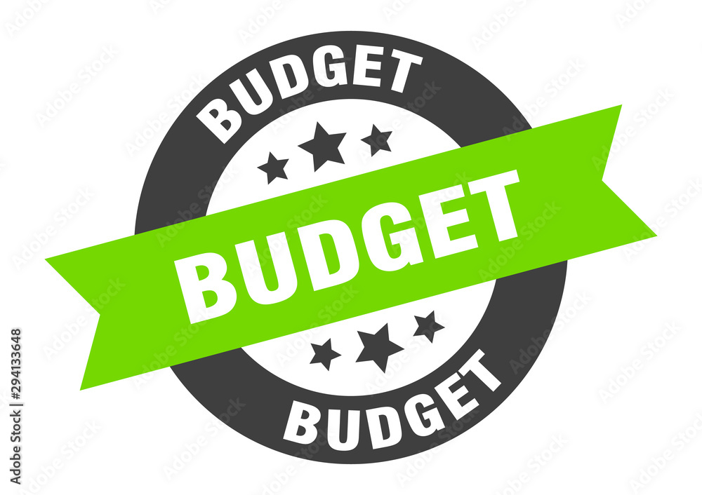 budget sign. budget black-green round ribbon sticker budget sign. budget black-green round ribbon sticker