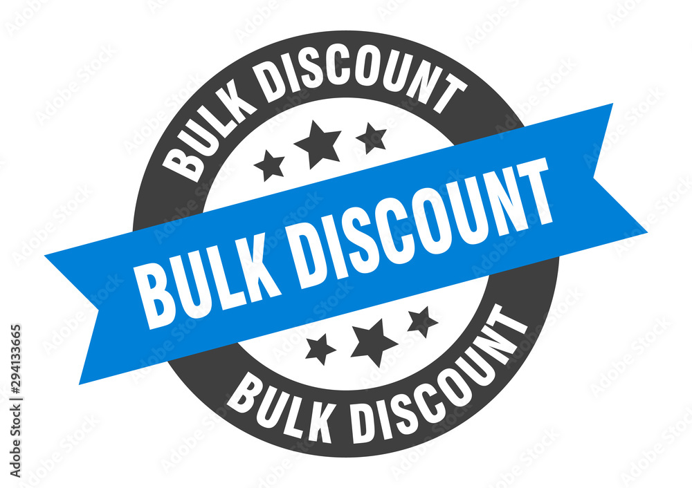 bulk discount sign. bulk discount blue-black round ribbon sticker