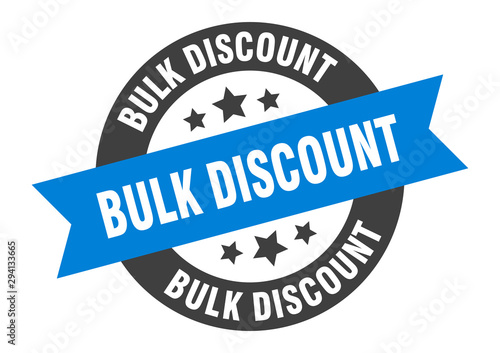 bulk discount sign. bulk discount blue-black round ribbon sticker