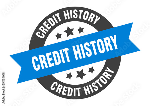 credit history sign. credit history blue-black round ribbon sticker