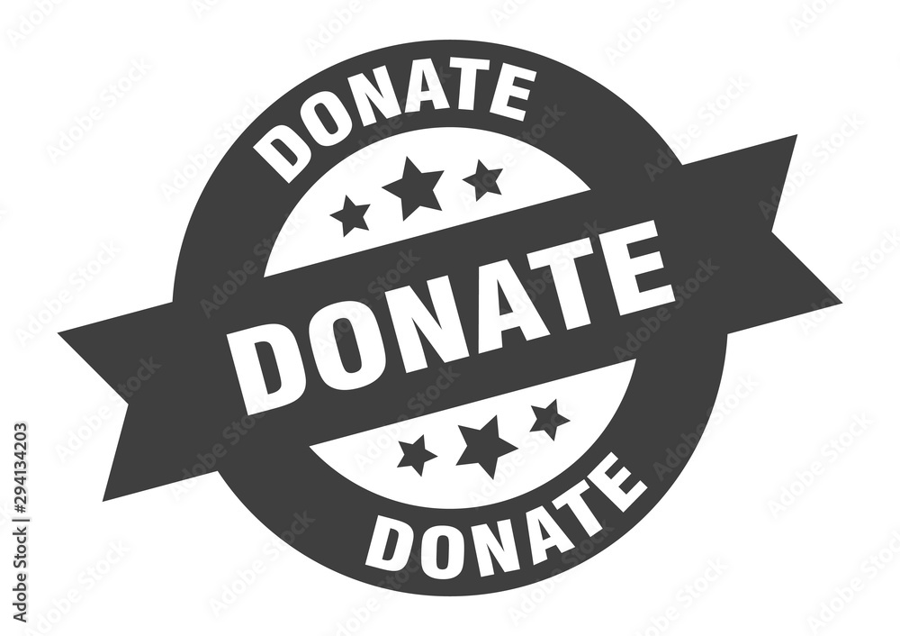 donate sign. donate black round ribbon sticker