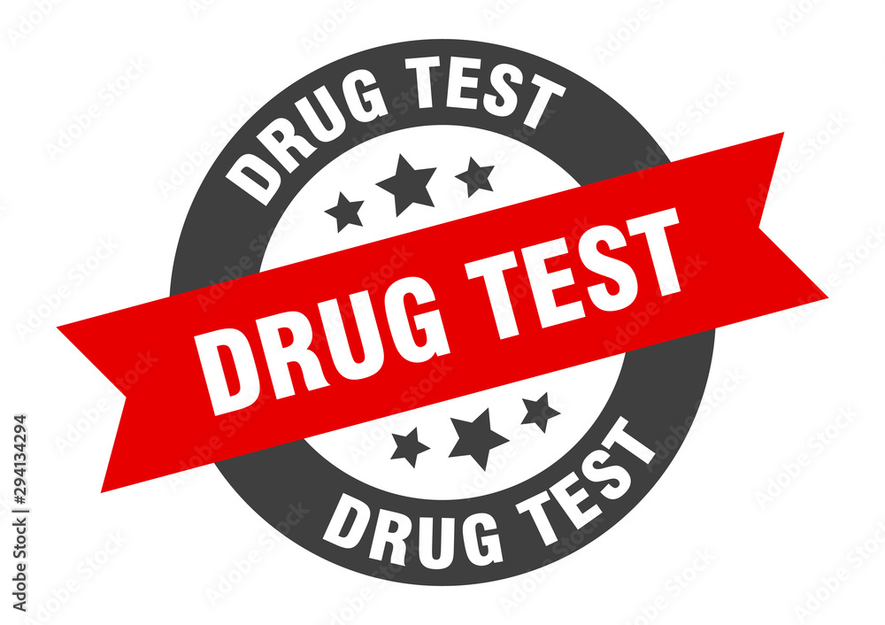 Fototapeta premium drug test sign. drug test black-red round ribbon sticker