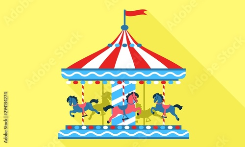 Horse carousel icon. Flat illustration of horse carousel vector icon for web design